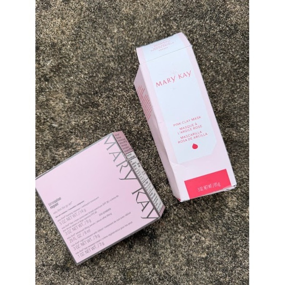 Skincare Anti Aging Mary Kay TimeWise Repair Go Set & Pink Clay Mask Bundle Pink